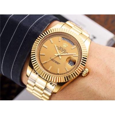 Replica  Day-Date  Miyota 8285 Automatic Movement Mens Watch  White  Dial Oyster Bracelet Yellow Gold B E45