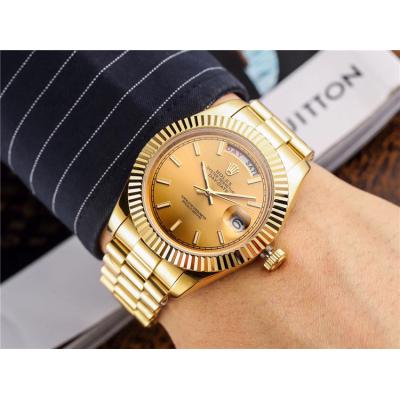 Replica  Day-Date  Miyota 8285 Automatic Movement Mens Watch  White  Dial Oyster Bracelet Yellow Gold B E45