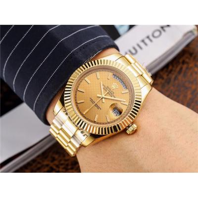 Replica  Day-Date  Miyota 8285 Automatic Movement Mens Watch  White  Dial Oyster Bracelet Yellow Gold B E45