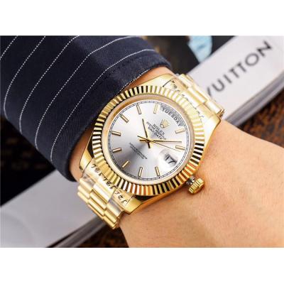 Replica  Day-Date  Miyota 8285 Automatic Movement Mens Watch  White  Dial Oyster Bracelet Yellow Gold B E45