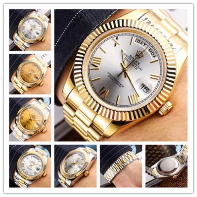 Replica  Day-Date  Miyota 8285 Automatic Movement Mens Watch Silver Dial Oyster Bracelet Yellow Gold C E45