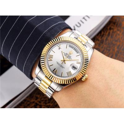 Replica  Day-Date  Miyota 8285 Automatic Movement Mens Watch Silver Dial Oyster Bracelet Yellow Gold C E45