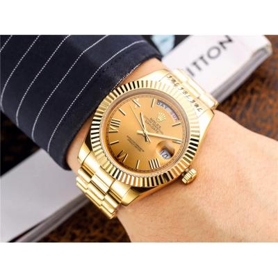 Replica  Day-Date  Miyota 8285 Automatic Movement Mens Watch Silver Dial Oyster Bracelet Yellow Gold C E45