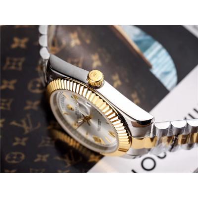 Replica  Day-Date  Miyota 8285 Automatic Movement Mens Watch Silver Dial Oyster Bracelet Yellow Gold C E45