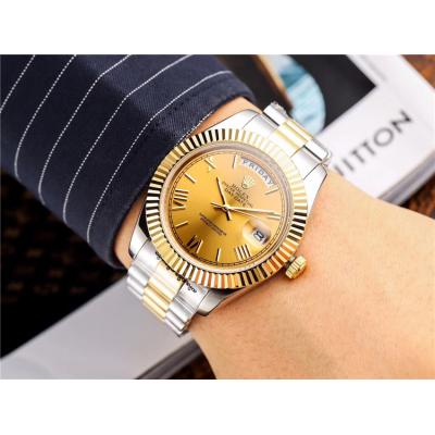 Replica  Day-Date  Miyota 8285 Automatic Movement Mens Watch Silver Dial Oyster Bracelet Yellow Gold C E45