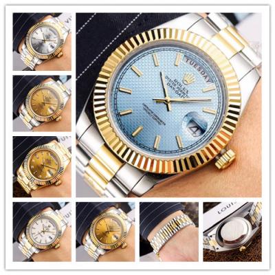 Replica  Day-Date  Miyota 8285 Automatic Movement Mens Watch Ice blue Dial Oyster Bracelet Two Tone Yellow Gold D E45