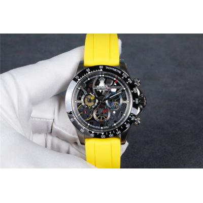 Replica Cosmograph Daytona A21J Automatic Movement Mens Watch Skeleton Dial Rubber Strap A E48