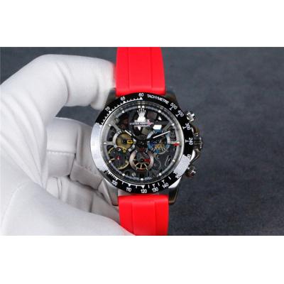 Replica Cosmograph Daytona A21J Automatic Movement Mens Watch Skeleton Dial Rubber Strap A E48