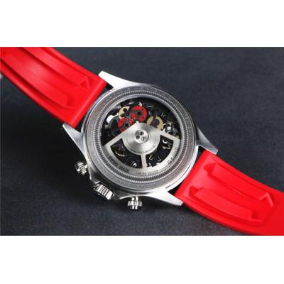 Replica Cosmograph Daytona A21J Automatic Movement Mens Watch Skeleton Dial Rubber Strap A E48