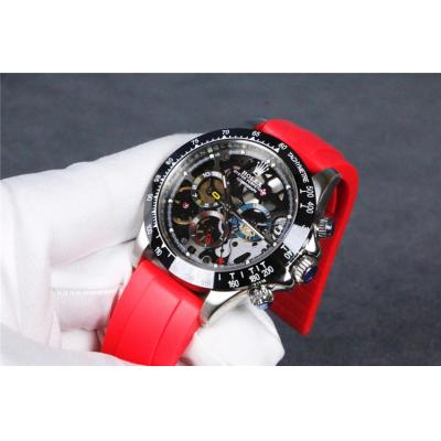 Replica Cosmograph Daytona A21J Automatic Movement Mens Watch Skeleton Dial Rubber Strap A E48