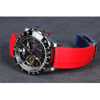 Replica Cosmograph Daytona A21J Automatic Movement Mens Watch Skeleton Dial Rubber Strap A E48