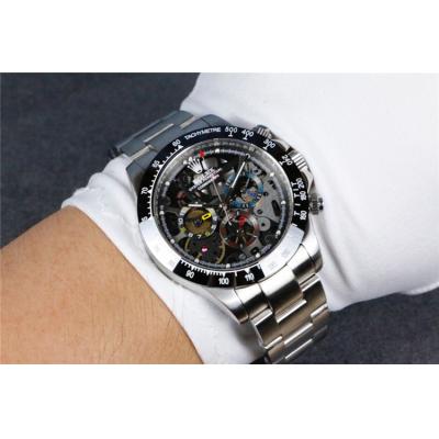 Replica Cosmograph Daytona A21J Automatic Movement Mens Watch Skeleton Dial Oyster Bracelet SS B E48