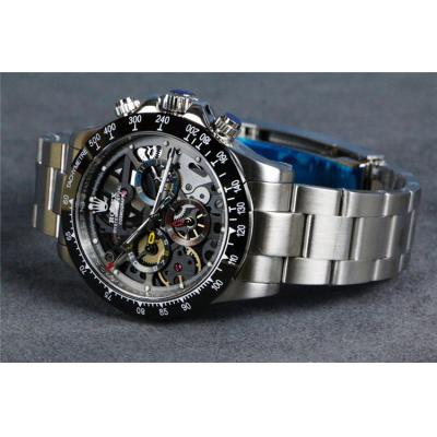 Replica Cosmograph Daytona A21J Automatic Movement Mens Watch Skeleton Dial Oyster Bracelet SS B E48