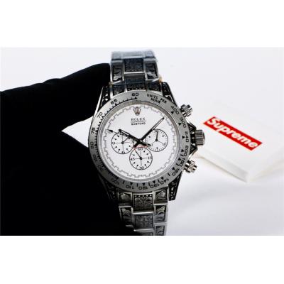 Replica Cosmograph Daytona A21J Automatic Movement Mens Watch White  Dial  Vintage Engraving Bracelet E49