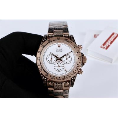 Replica Cosmograph Daytona A21J Automatic Movement Mens Watch White  Dial  Vintage Engraving Bracelet E49