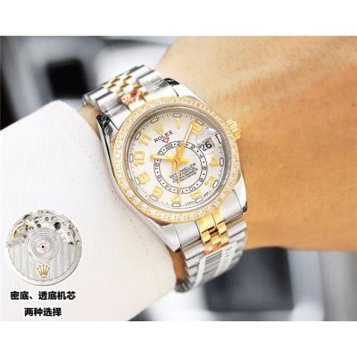 Replica Sky-Dweller Miyota 821A Automatic Movement Mens Watch White  Dial Jubilee Bracelet Two Tone Yellow Gold A E50