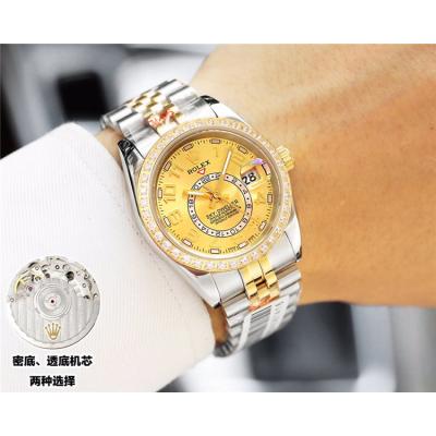 Replica Sky-Dweller Miyota 821A Automatic Movement Mens Watch White  Dial Jubilee Bracelet Two Tone Yellow Gold A E50