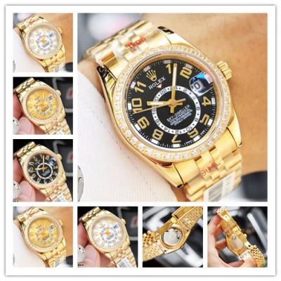 Replica Sky-Dweller Miyota 821A Automatic Movement Mens Watch Black Dial Jubilee Bracelet Yellow Gold B E50