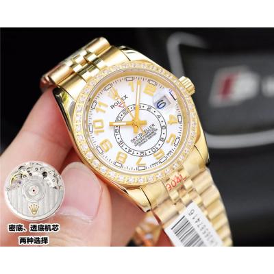 Replica Sky-Dweller Miyota 821A Automatic Movement Mens Watch Black Dial Jubilee Bracelet Yellow Gold B E50