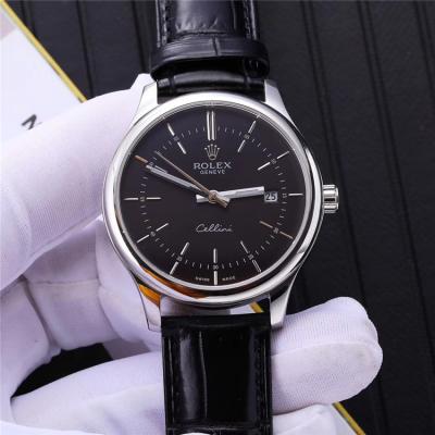 Replica Cellini Japan Miyota 8215 Automatic Movement Mens Watch Black Dial Leather Strap B E52