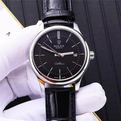 Replica Cellini Japan Miyota 8215 Automatic Movement Mens Watch Black Dial Leather Strap B E52