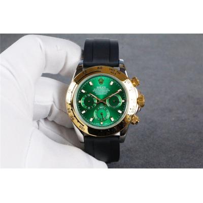 Replica Cosmograph Daytona A21J Automatic Movement Mens Watch Green  Dial Rubber Strap  E54