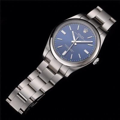 Replica Oyster Perpetual Japan Miyota 8215 Automatic Movement Mens Watch Blue Dial Oyster Bracelet SS E69