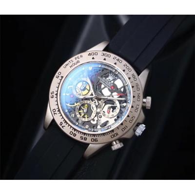 Replica Cosmograph Daytona Japan Quartz Chronograph Movement  Mens Watch Skeleton Dial Rubber  Strap A E71