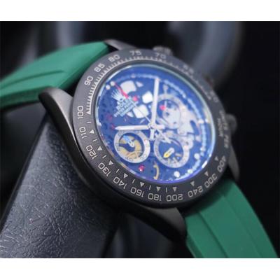 Replica Cosmograph Daytona Japan Quartz Chronograph Movement  Mens Watch Skeleton Dial Rubber  Strap A E71