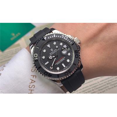 Replica  Yacht-Master  A21J Automatic Movement Mens Watch Black Dial Rubber Strap E84