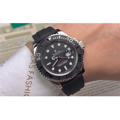 Replica  Yacht-Master  A21J Automatic Movement Mens Watch Black Dial Rubber Strap E84