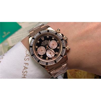 Replica Cosmograph Daytona  A21J Automatic Movement Mens Watch Black Dial Oyster Bracelet Yellow Gold  E88