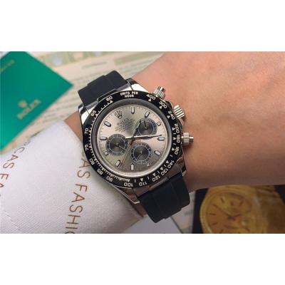 Replica Cosmograph Daytona  A21J Automatic Movement Mens Watch White Dial Rubber Strap E89