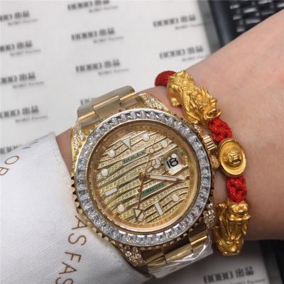 Replica GMT-Master  A21J Automatic Movement Mens Watch Full Diamonds Dial Oyster Bracelet Yellow Gold  E92