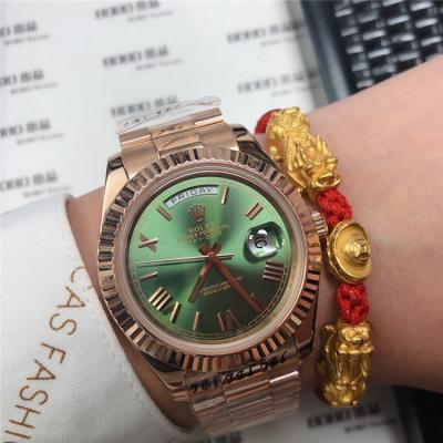 Replica Day-Date A2813 Automatic Movement  Mens Watch Green Dial Oyster Bracelet Rose Gold  E93