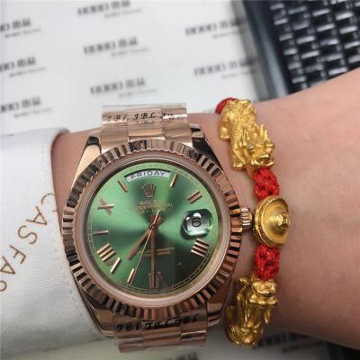 Replica Day-Date A2813 Automatic Movement  Mens Watch Green Dial Oyster Bracelet Rose Gold  E93