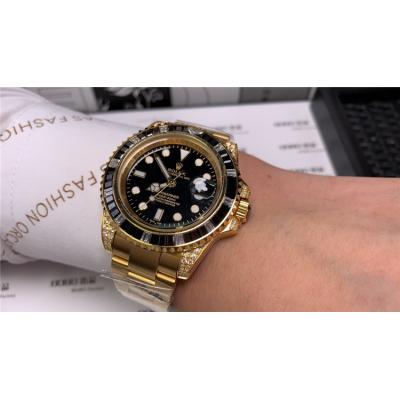 Replica Submariner  A21J Automatic Movement Mens Watch   Black Dial Oyster Bracelet Yellow Gold  E98