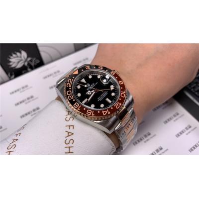 Replica GMT-Master II A21J Automatic Movement Mens Watch Black Dial Oyster Bracelet Rose Gold  E99