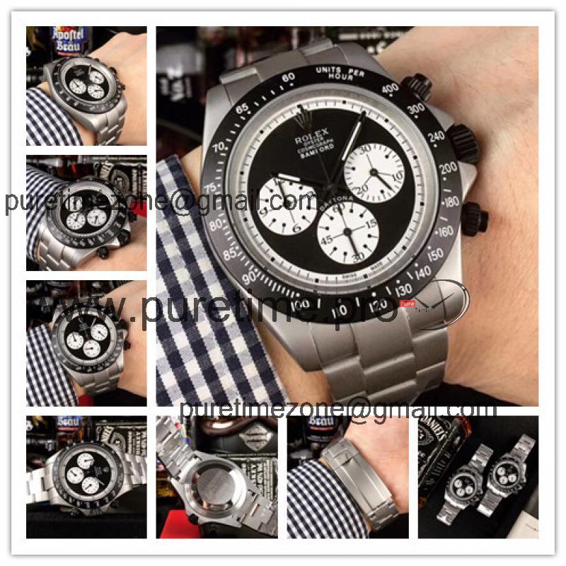 Replica Cosmograph Daytona Japan Quartz Chronograph  Mens Watch Black Dial Oyster Bracelet SS E112