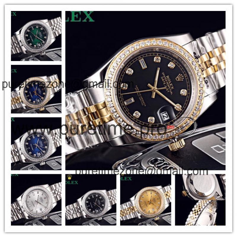 Replica Datejust Japan Miyota 8215 Automatic Mens Watch  Black Dial  Two Tone Yellow Gold E124