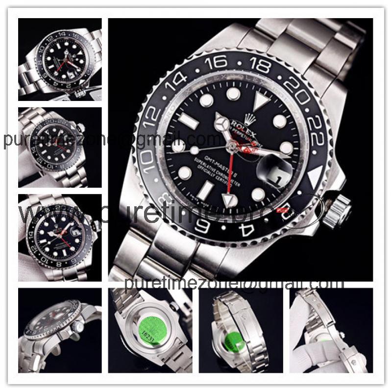 Replica GMT-Master II A21J Automatic Movement Mens Watch Black Dial Oyster Bracelet SS E127