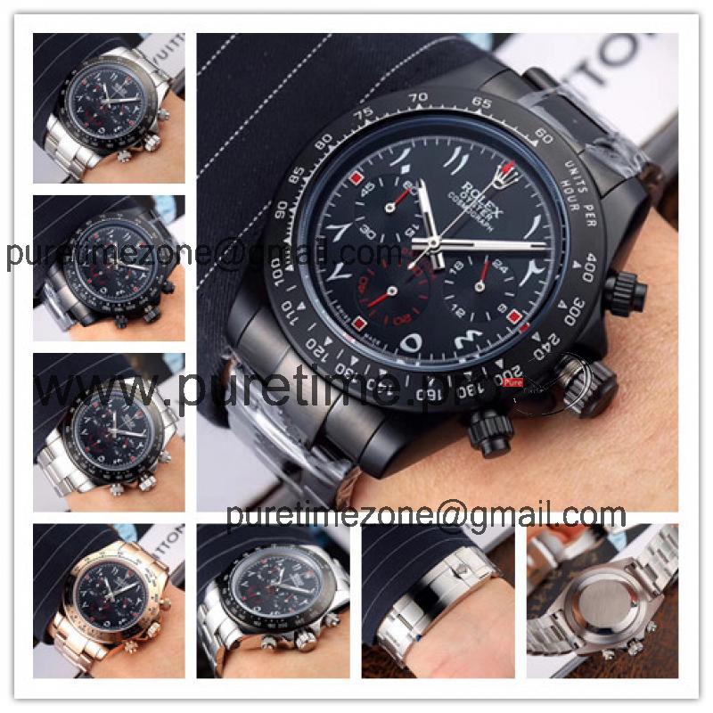 Replica Cosmograph Daytona Japan Quartz Chronograph Mens Watch  Black Dial PVD Steel E135