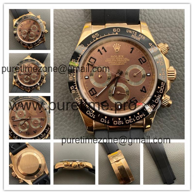 Replica Cosmograph Daytona A2813 Automatic Movement Mens Watch Brown Dial Rubber Strap E142