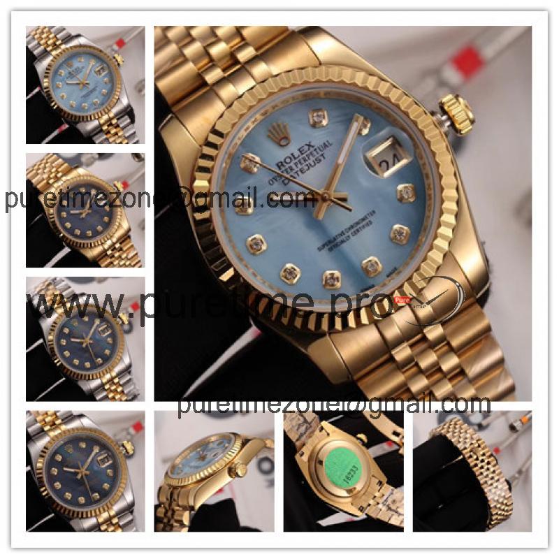 Replica Datejust A21j Automatic  Mens/Womens Watch Ice Blue Dial Jubilee Bracelet Yellow Gold  A E144