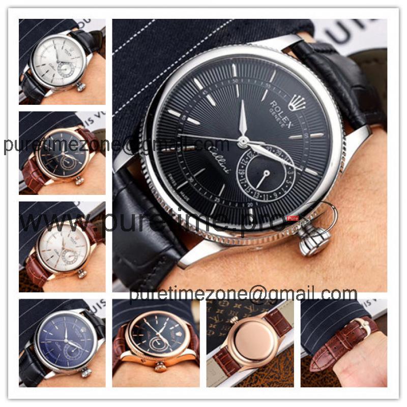 Replica Cellini Japan Miyota 8215 Automatic Movement  Mens Watch Black Dial Leather Strap E149