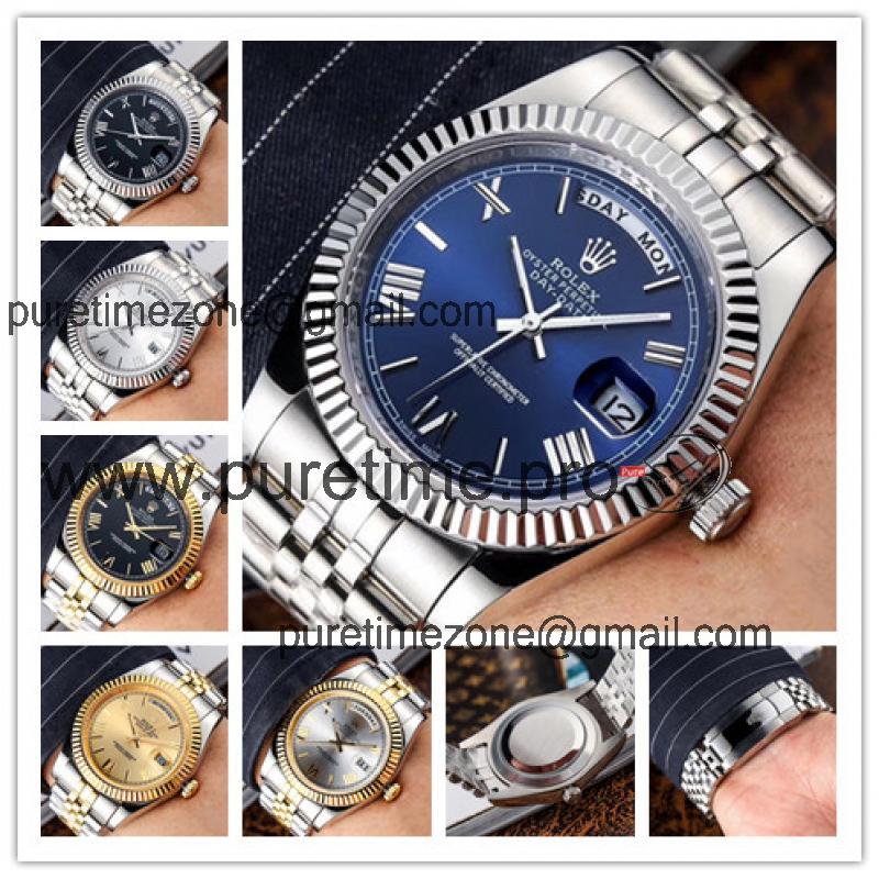 Replica Day-Date A8283 Automatic Movement Mens Watch  Blue Dial Jubilee Bracelet SS A E150