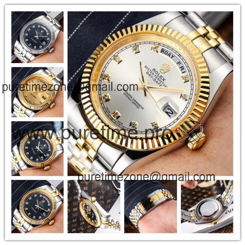 Replica Day-Date A8283 Automatic Mens Watch Silver Dial Two Tone Yellow Gold B E150