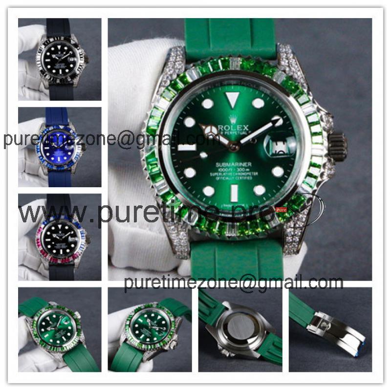 Replica Submariner  A21J Automatic Movement Mens Watch Green Dial Rubber Strap E157