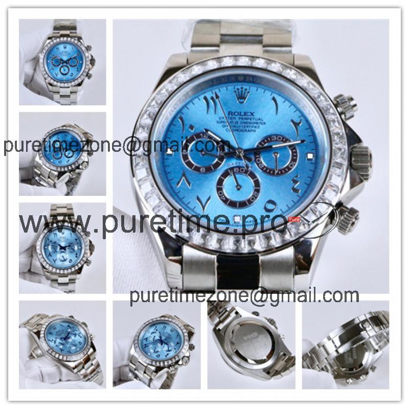 Replica Cosmograph Daytona A21J Automatic  Mens Watch Ice Blue Dial Oyster Bracelet SS E166