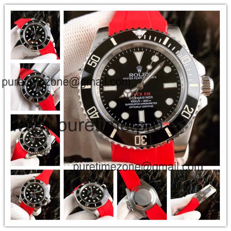 Replica Submariner A21J Automatic Movement Mens Watch Black Dial Rubber Strap E176